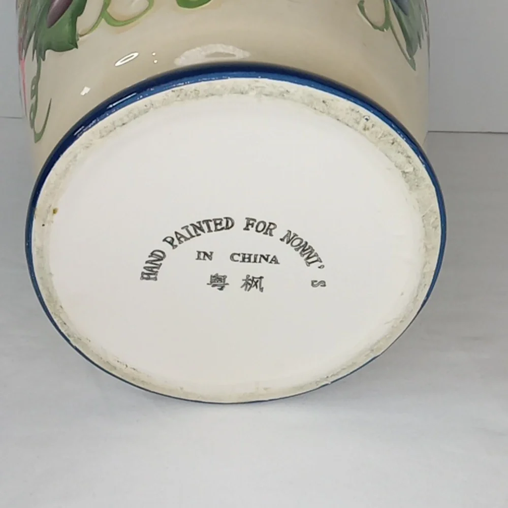 Vintage Large Nonni's Handpainted Fruit Print Lidded Ceramic Cookie Jar Canister